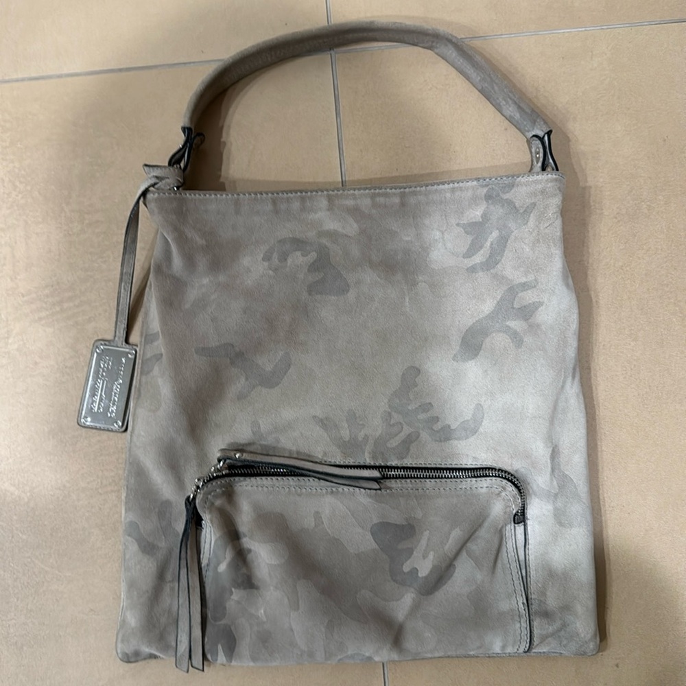 Kennel & Schmenger women’s handbag. Color: Gray camo. 14” high, 13-1/2” wide